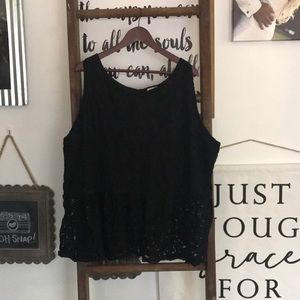 Black Lace Peplum Tank 3X